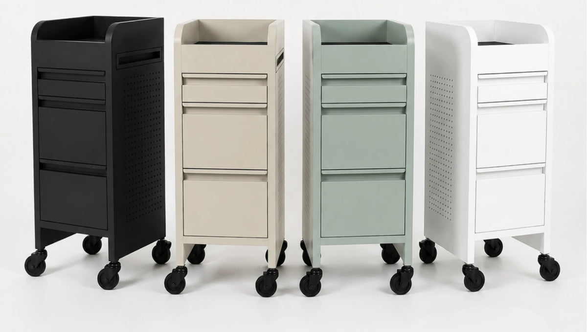 Fusion Oyster 4 Drawer Hairdressing Beauty Trolley - Click'n Clean Castor Wheels
