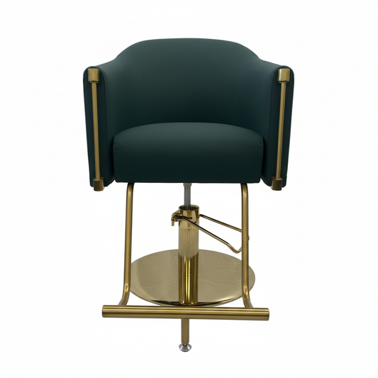 Teal salon chair - plain white background 1:1