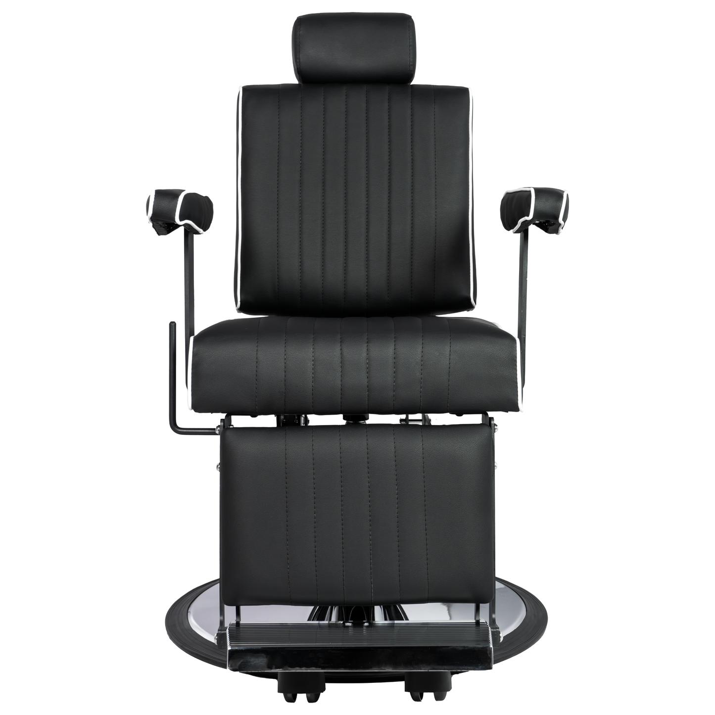 Karma Nerang Barber Chair Black & Chrome with White Piping