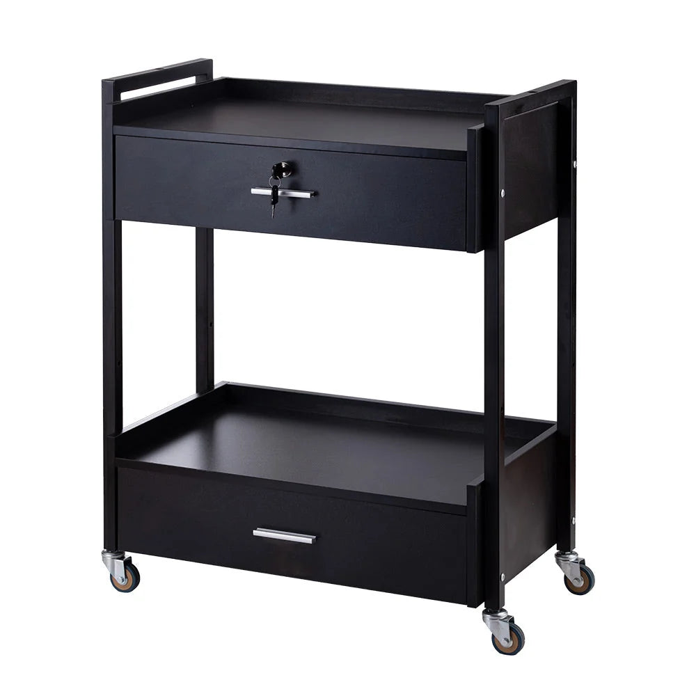 KARMA BAKEWELL BEAUTY TROLLEY 2 DRAW BLACK 08030101 for Professional Salons, Barbers and Tattoo Studios