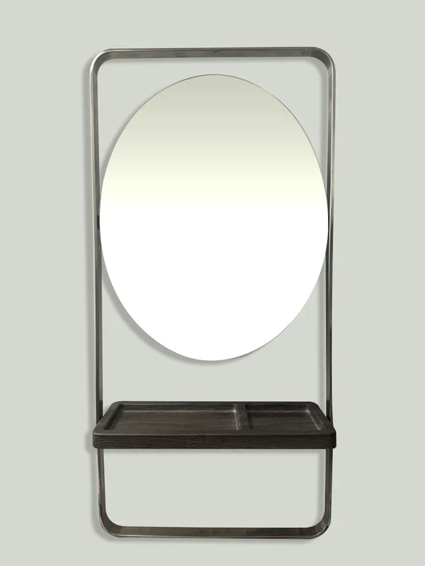 Karma Albany Workstation Oval Salon Mirror - Black / Silver