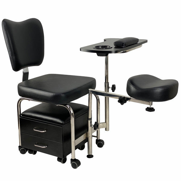 2 in1 Pedicure & Manicure Stool - Black
