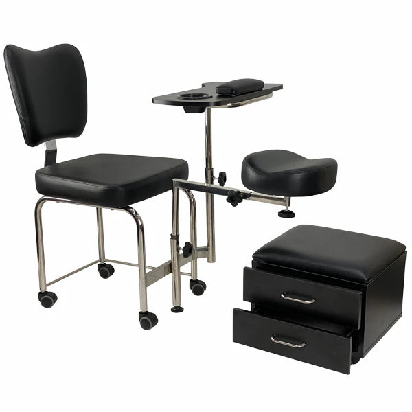 2 in1 Pedicure & Manicure Stool - Black