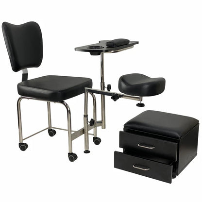2 in1 Pedicure & Manicure Stool - Black