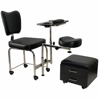 2 in1 Pedicure & Manicure Stool - Black