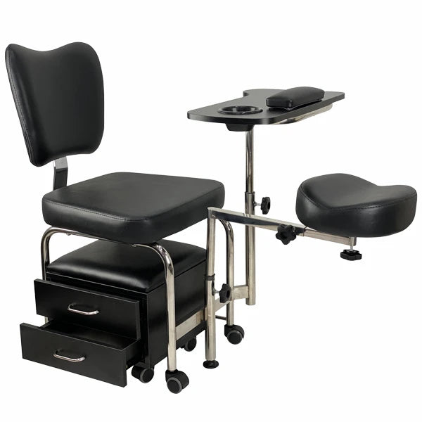 2 in1 Pedicure & Manicure Stool - Black
