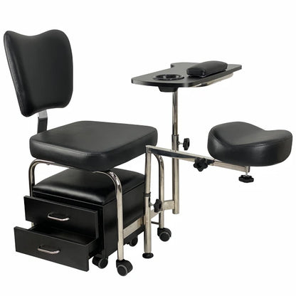 2 in1 Pedicure & Manicure Stool - Black