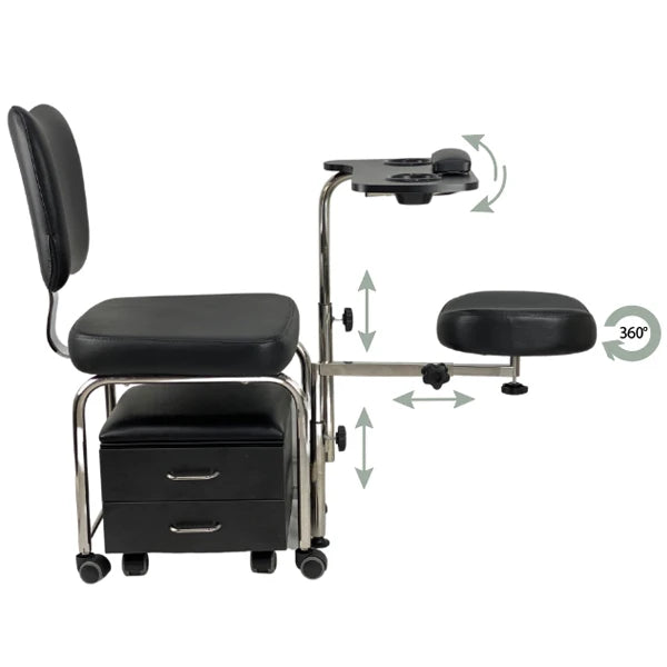 2 in1 Pedicure & Manicure Stool - Black