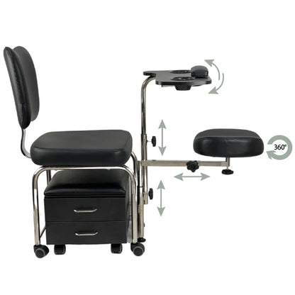 2 in1 Pedicure & Manicure Stool - Black