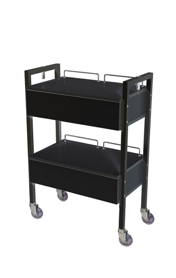 2 Drawer Hairdressing Beauty Trolley - Black