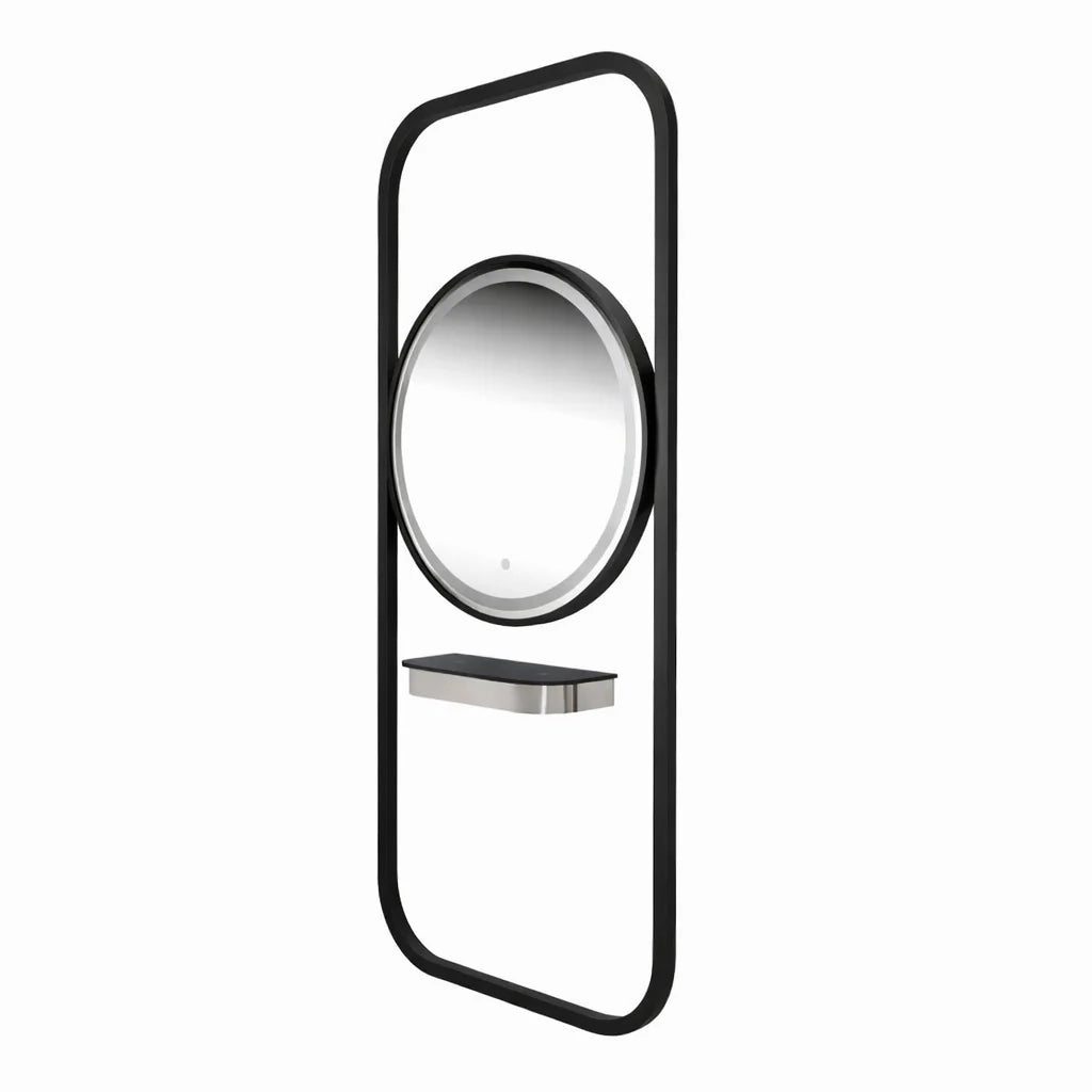 Karma Bunbury Workstation Round LED Salon Mirror Black