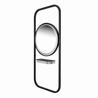 Karma Bunbury Workstation Round LED Salon Mirror Black