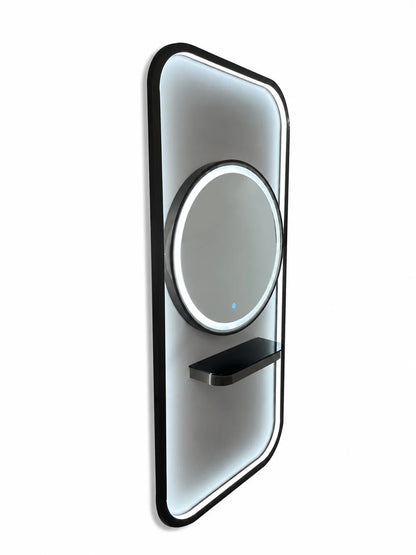 Karma Bunbury Workstation Round LED Salon Mirror Black