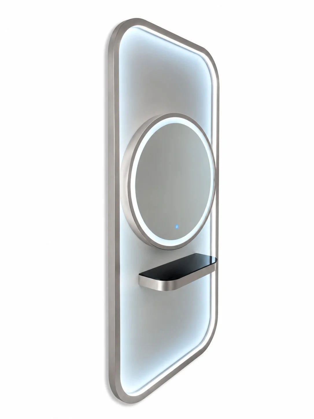 Karma Bunbury Workstation Round LED Salon Mirror Silver
