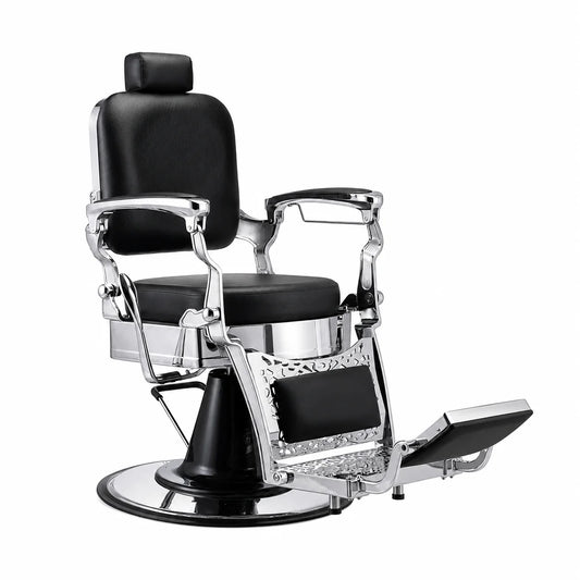 KARMA NOOSA BARBER CHAIR BLACK & CHROME for Professional Salons, Barbers and Tattoo Studios