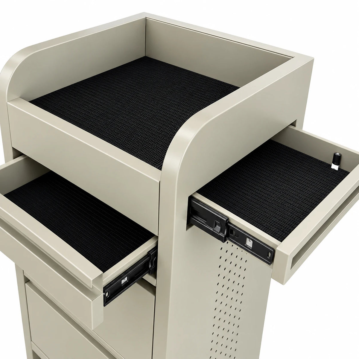 Fusion Oyster 4 Drawer Hairdressing Beauty Trolley - Click'n Clean Castor Wheels