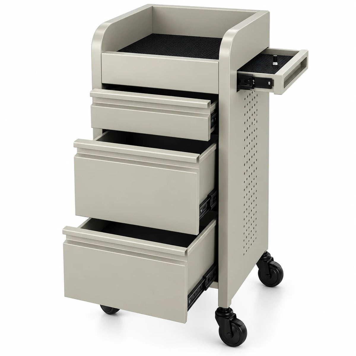 Fusion Oyster 4 Drawer Hairdressing Beauty Trolley - Click'n Clean Castor Wheels