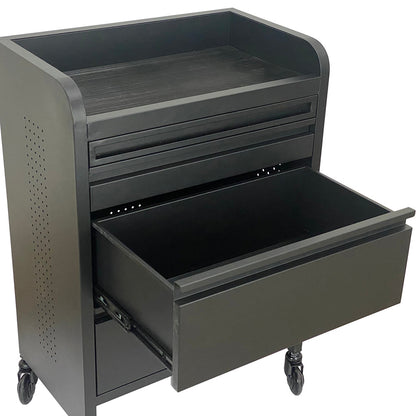 Fusion PLUS Black 4 Drawer Hairdressing Beauty Trolley - Click'n Clean Castor Wheels