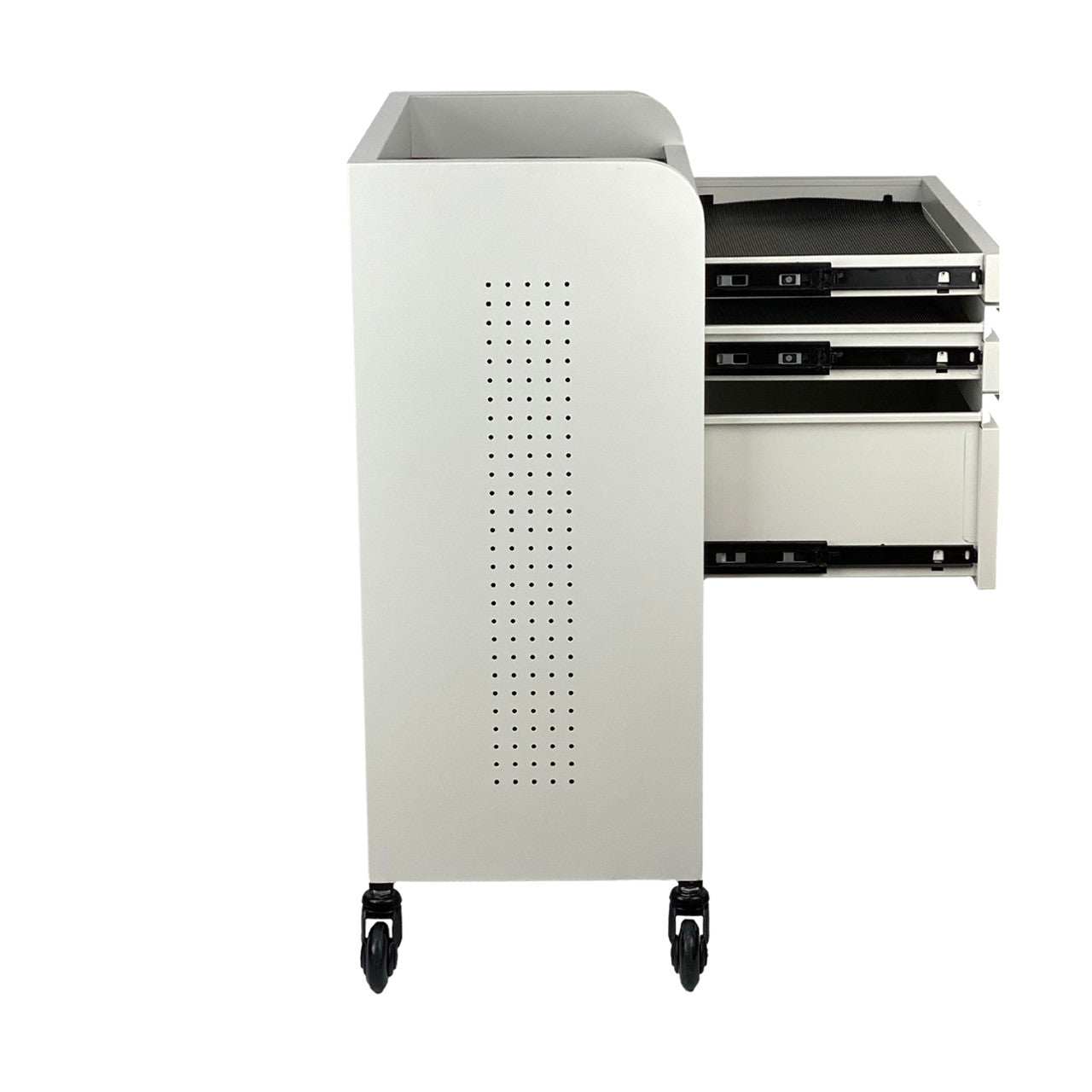 Fusion PLUS White 4 Drawer Hairdressing Beauty Trolley - Click'n Clean Castor Wheels