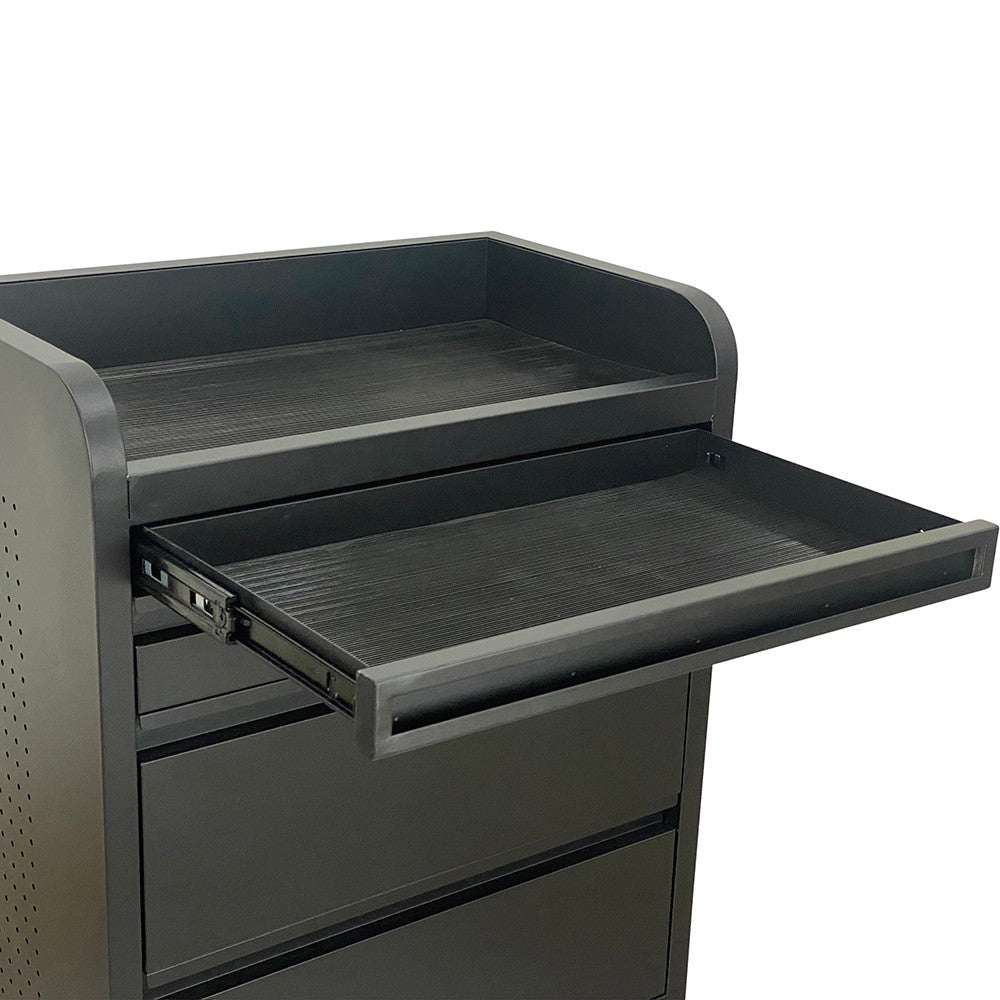 Fusion PLUS Black 4 Drawer Hairdressing Beauty Trolley - Click'n Clean Castor Wheels