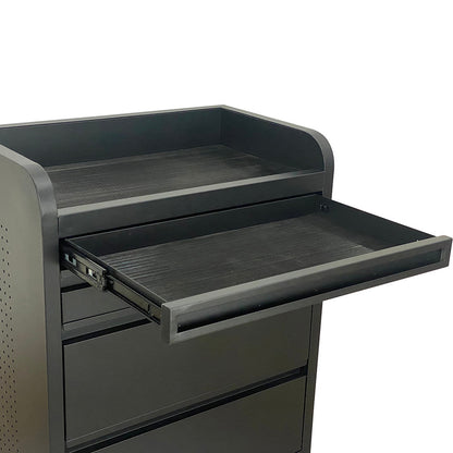 Fusion PLUS Black 4 Drawer Hairdressing Beauty Trolley - Click'n Clean Castor Wheels