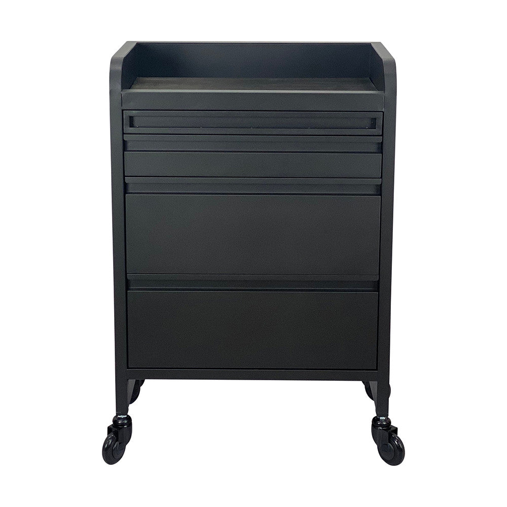 Fusion PLUS Black 4 Drawer Hairdressing Beauty Trolley - Click'n Clean Castor Wheels