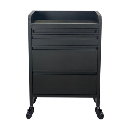 Fusion PLUS Black 4 Drawer Hairdressing Beauty Trolley - Click'n Clean Castor Wheels