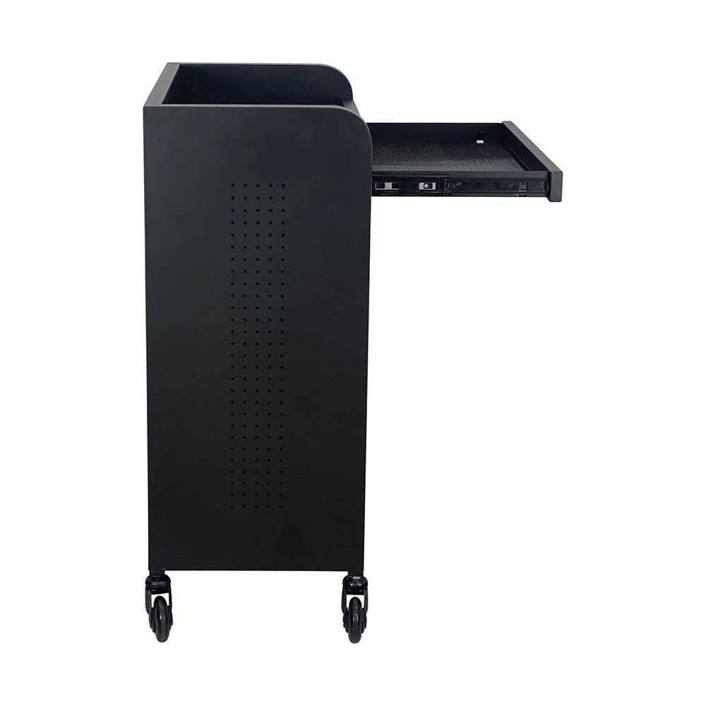 Fusion PLUS Black 4 Drawer Hairdressing Beauty Trolley - Click'n Clean Castor Wheels