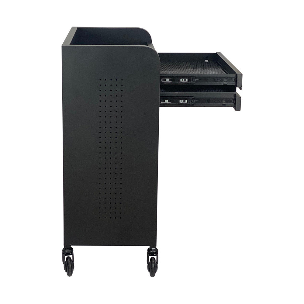 Fusion PLUS Black 4 Drawer Hairdressing Beauty Trolley - Click'n Clean Castor Wheels