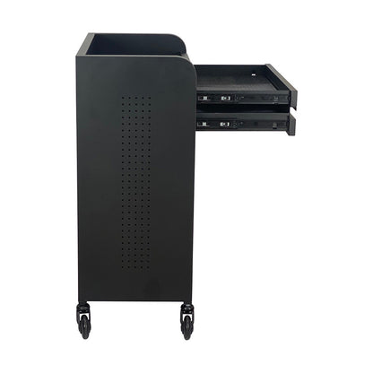 Fusion PLUS Black 4 Drawer Hairdressing Beauty Trolley - Click'n Clean Castor Wheels