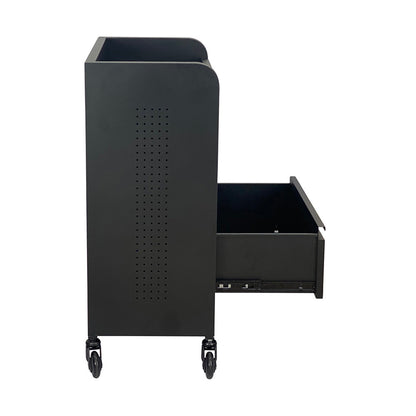 Fusion PLUS Black 4 Drawer Hairdressing Beauty Trolley - Click'n Clean Castor Wheels