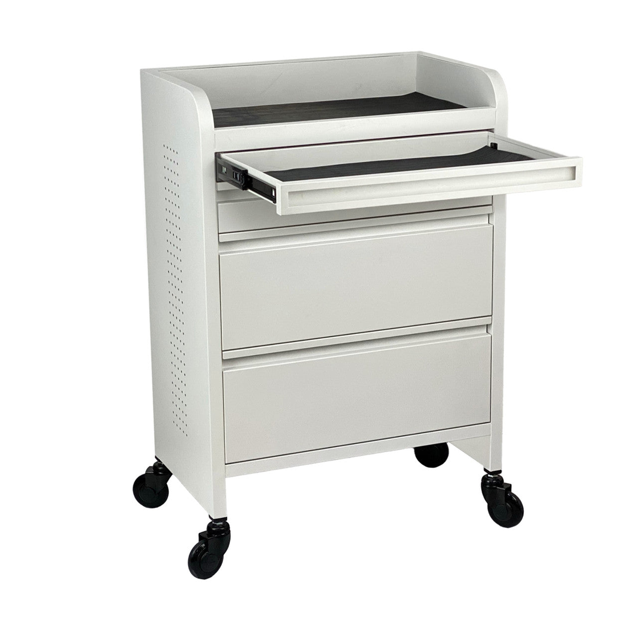 Fusion PLUS White 4 Drawer Hairdressing Beauty Trolley - Click'n Clean Castor Wheels