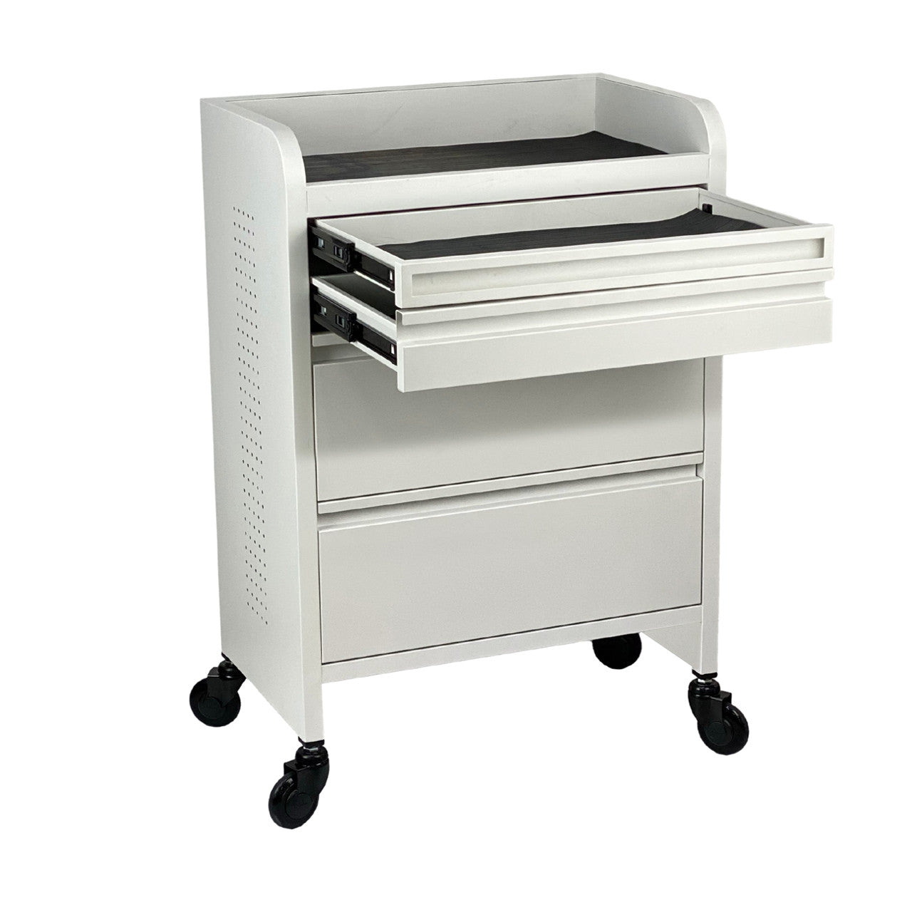 Fusion PLUS White 4 Drawer Hairdressing Beauty Trolley - Click'n Clean Castor Wheels
