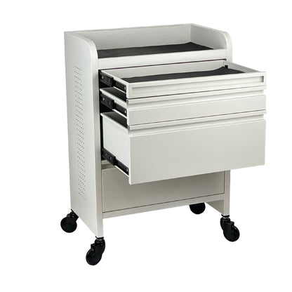 Fusion PLUS White 4 Drawer Hairdressing Beauty Trolley - Click'n Clean Castor Wheels