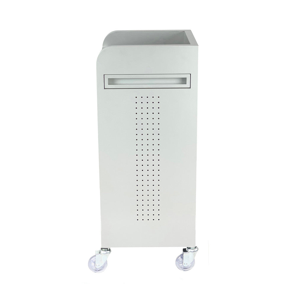 Fusion White 4 Drawer Salon Trolley - White - Clear Castor Wheels