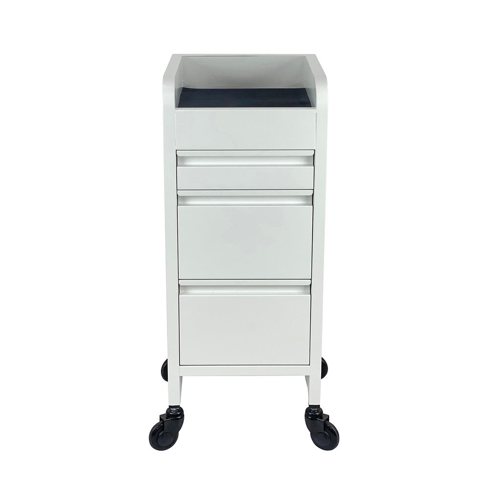 Fusion White 4 Drawer Salon Trolley - White - Click'n Clean Castor Wheels