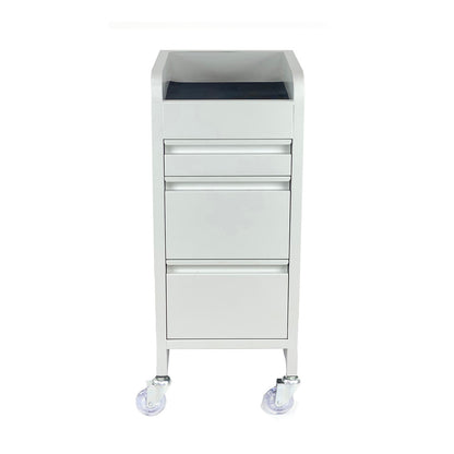 Fusion White 4 Drawer Salon Trolley - White - Clear Castor Wheels
