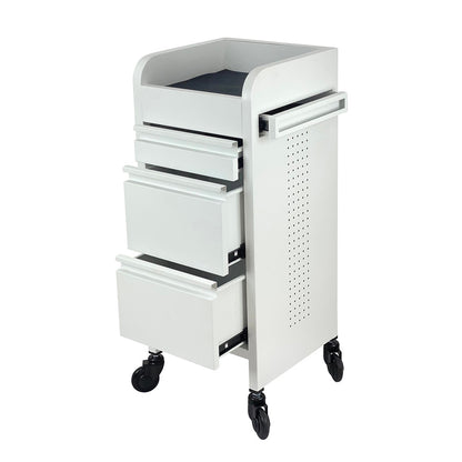 Fusion White 4 Drawer Salon Trolley - White - Click'n Clean Castor Wheels