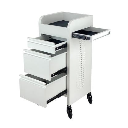 Fusion White 4 Drawer Salon Trolley - White - Click'n Clean Castor Wheels
