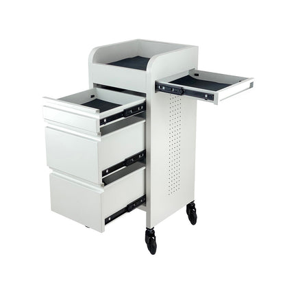 Fusion White 4 Drawer Salon Trolley - White - Click'n Clean Castor Wheels