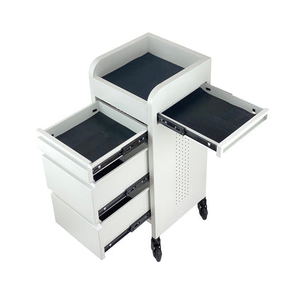 Fusion White 4 Drawer Salon Trolley - White - Click'n Clean Castor Wheels