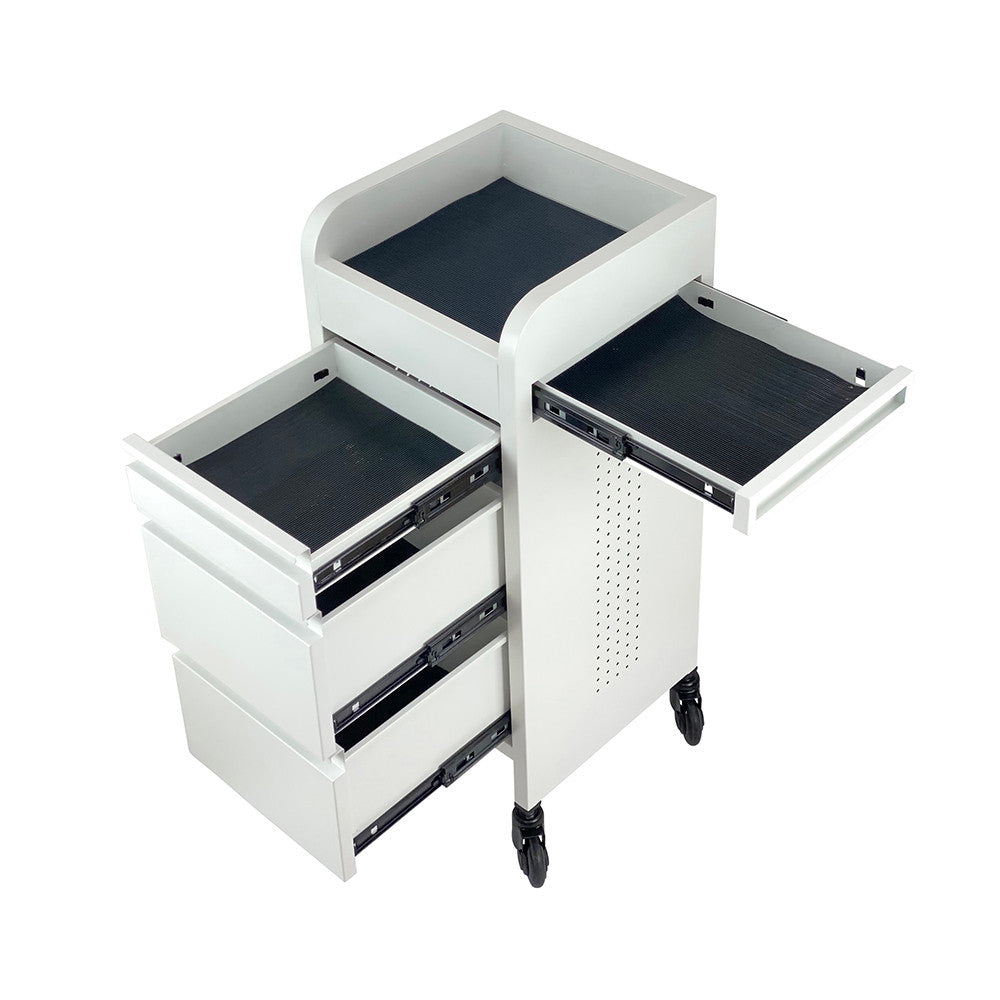 Fusion Black 4 Drawer Hairdressing Beauty Trolley - Black - Click'n Clean Castor Wheels