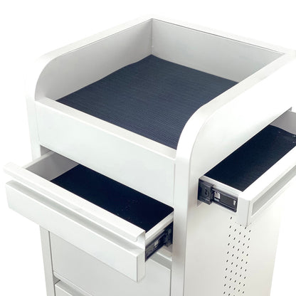 Fusion White 4 Drawer Salon Trolley - White - Click'n Clean Castor Wheels