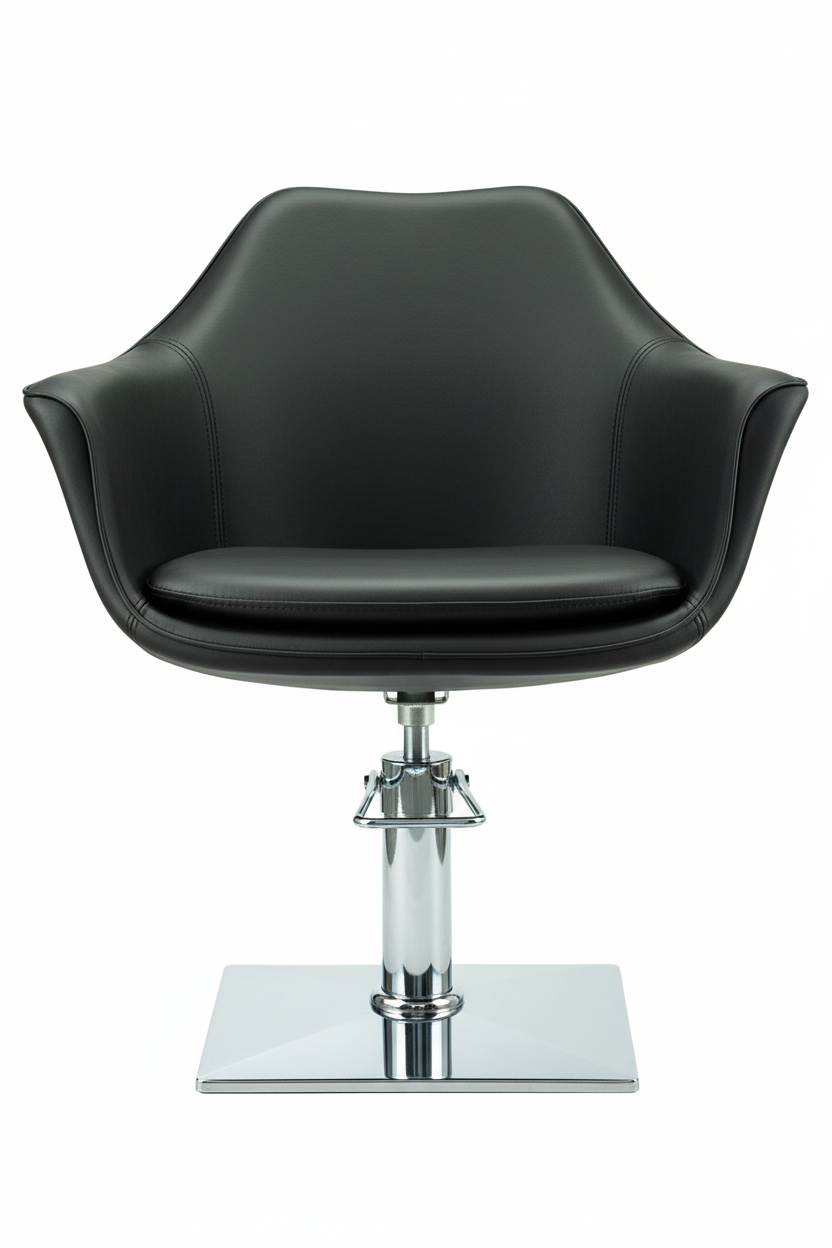 Black leather - square chrome base