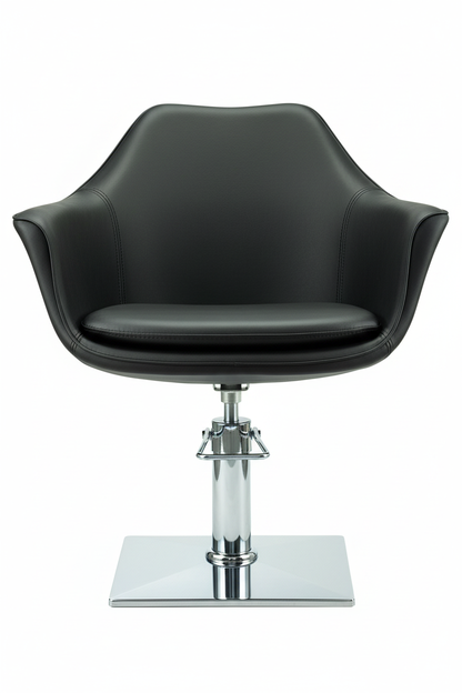 Black leather - square chrome base