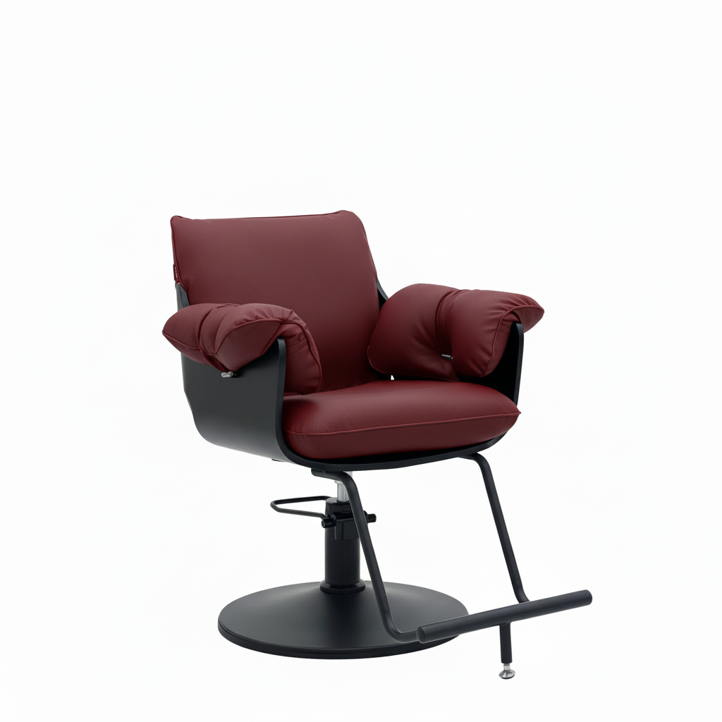 Dark red salon chair