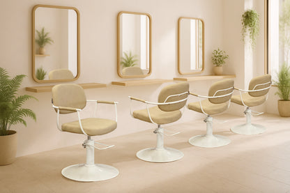 Chelsea Sand Styling Chair - White Frame