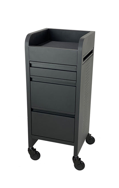 Fusion Black 4 Drawer Hairdressing Beauty Trolley - Black - Click'n Clean Castor Wheels