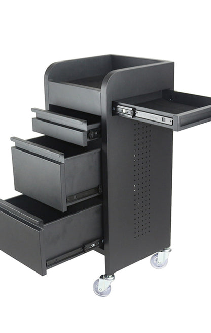 Fusion Black 4 Drawer Hairdressing Beauty Trolley - Black - Click'n Clean Castor Wheels
