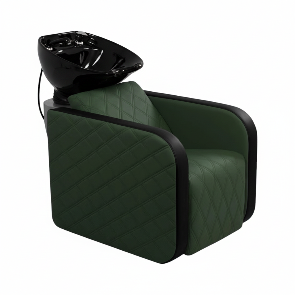 Green chair with black basin